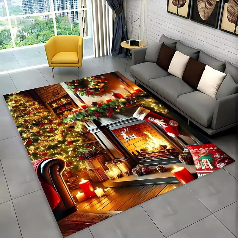 3D HD Printing Christmas Large Area Carpet for Living Room Cartoon Children's Bedroom Sofa Doormat Floor Rug Anti-slip Decor Mat
