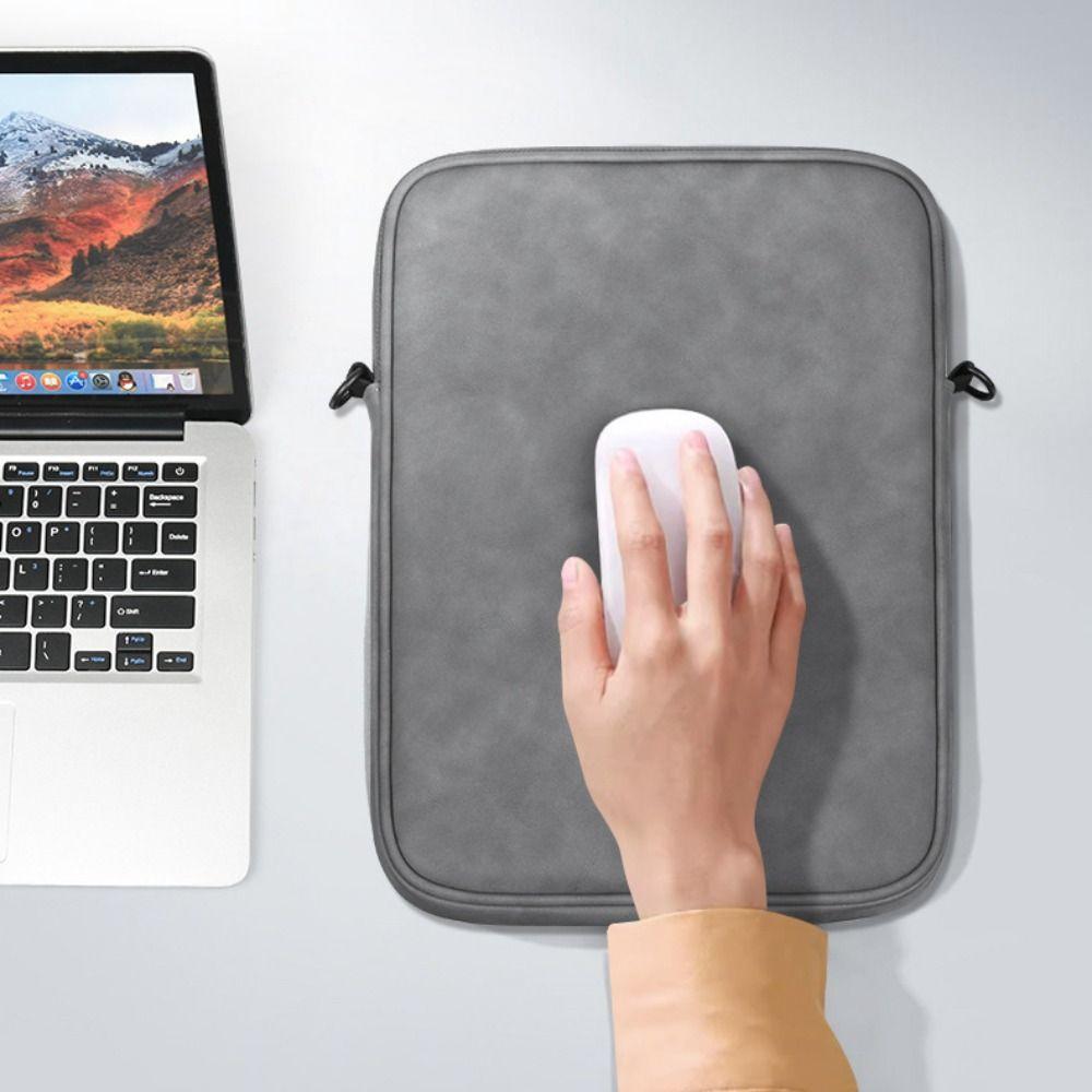 Universal 11-13inch Tablet Case Adjustable Nappa Leather Laptop Sleeve Case with Shoulder Strap Waterproof Laptop Shoulder Bag