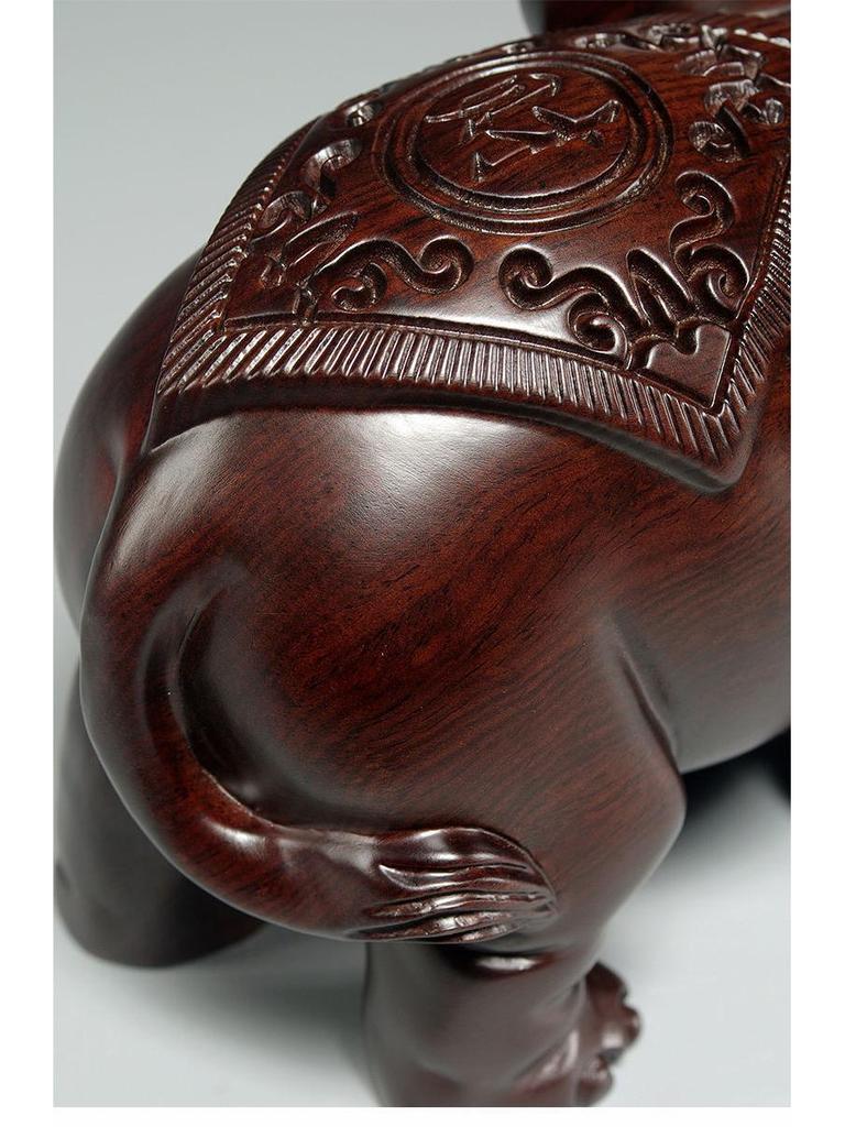 Large Ebony Wood Elephant Carving Set - Home Decor & Housewarming Gift