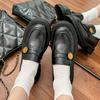 2025 French platform loafers, high-end British style retro small leather shoes, women's small gold coins, thick heels, single shoes