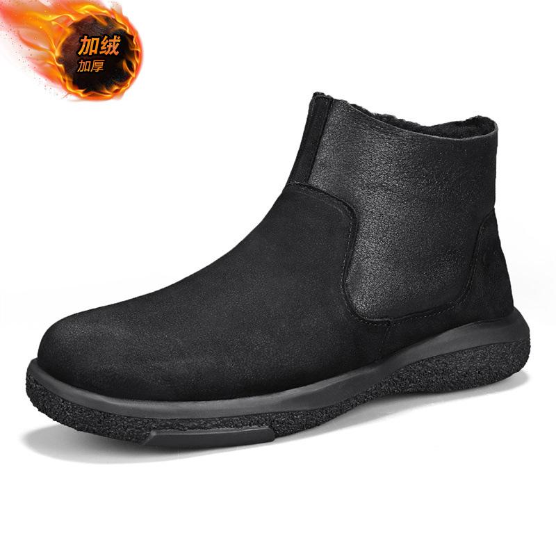 

Флисовые повседневные хлопковые ботинки, мужские зимние новые высокие утолщенные хлопковые туфли, мужские модные черные теплые туфли 44