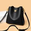 High Quality PU Leather Bucket Handbag for Women Fashion Tote Shoulder Crossbody Bag Ladies Purse