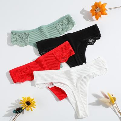 Damen Frühling und Sommer Neu Spitze Bauchgewinde Niedrige Taille Atmungsaktiver Tanga Unterwäsche