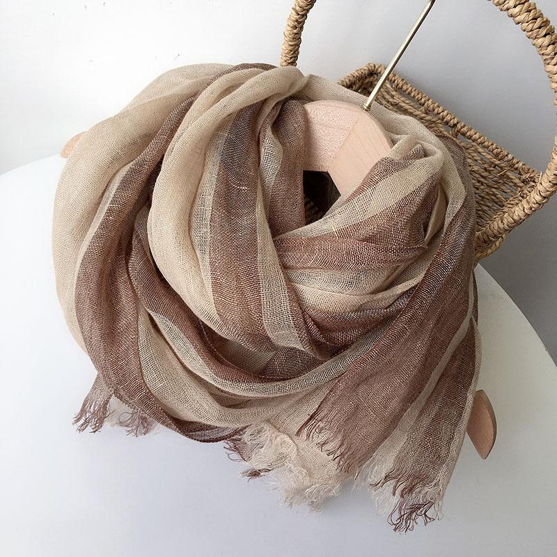 Decorative Striped Linen Scarf Versatile Unisex New Scarf Versatile Japanese Design Cotton Linen Scarves