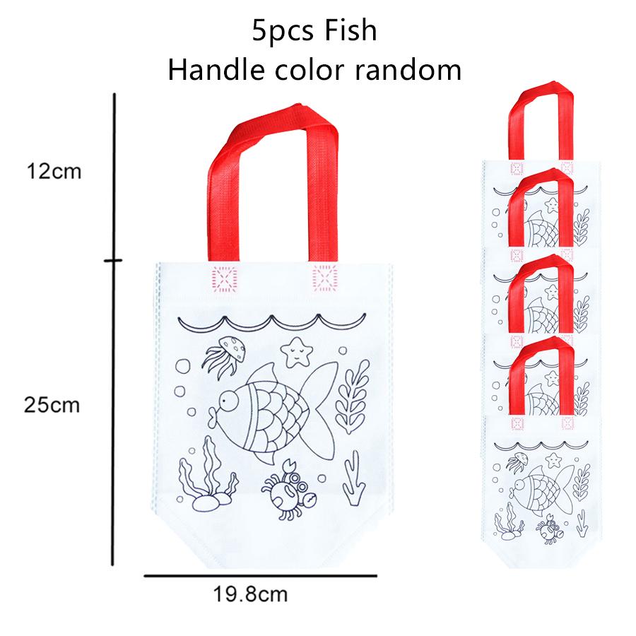 5pcs Graffiti Bag Non Woven Kids Drawing Manual DIY Coloring Environment Protection Children Painting Puzzle Toys Handbag TMZ