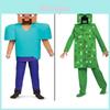 Halloweenový kostým Minecraft Creeper pro děti, 3dílná cosplay sada