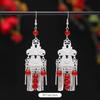 Miao Yin earrings original niche retro Dongling jade earrings long fringed earrings women