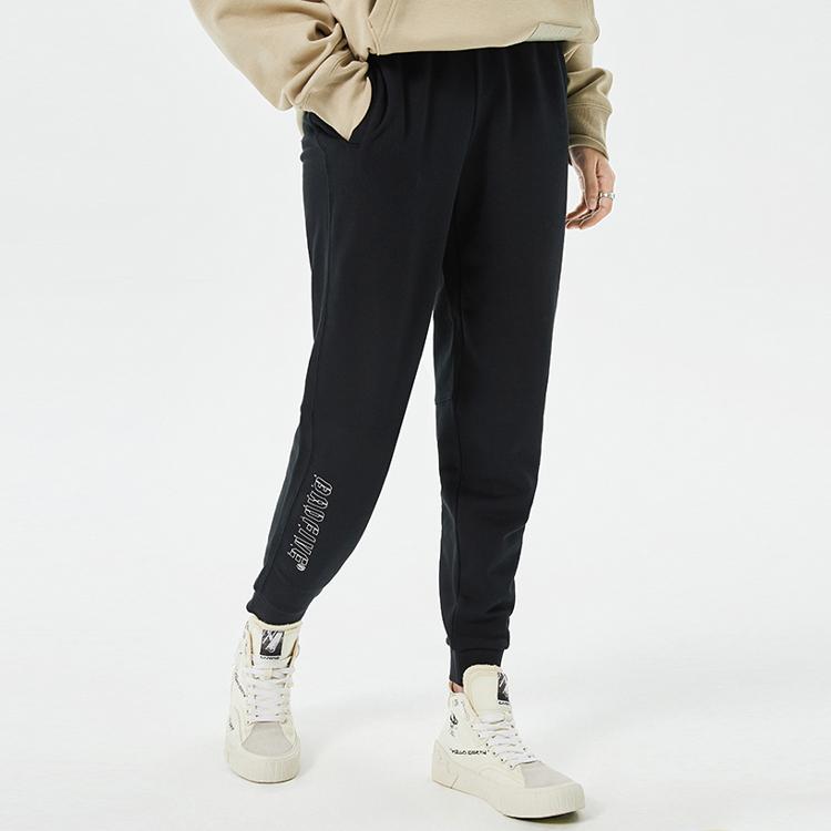 Li Ning Badfive Basketball Series Letter Print Cuffed Casual Sports Pants Women pants Black AKLQ492-1
