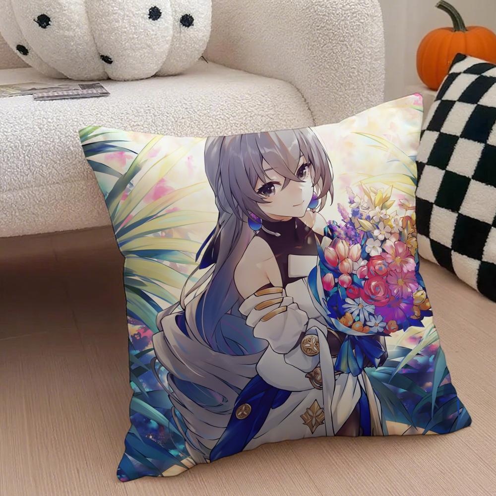 BBronya Star Rail Game Character Cushion Cover Throw Pillow Cover Hidden Button Durable Polyester Chair Cushion