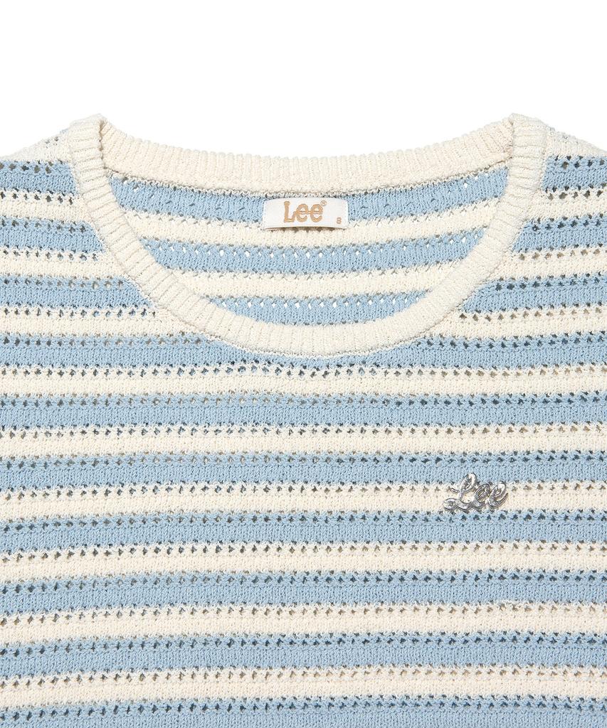 LEE Women'S Scalloped Stripe Knit Light Blue