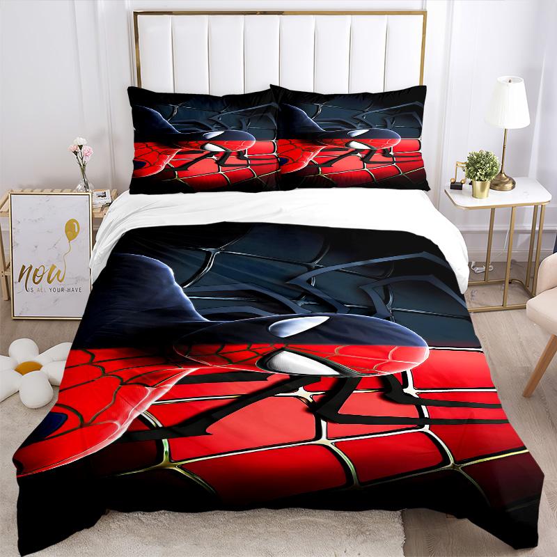 Spiderman Web Shadows Print 3Pcs Bedding Setduvet Cover With 2 Bedropillowcase Home Birthday Gift