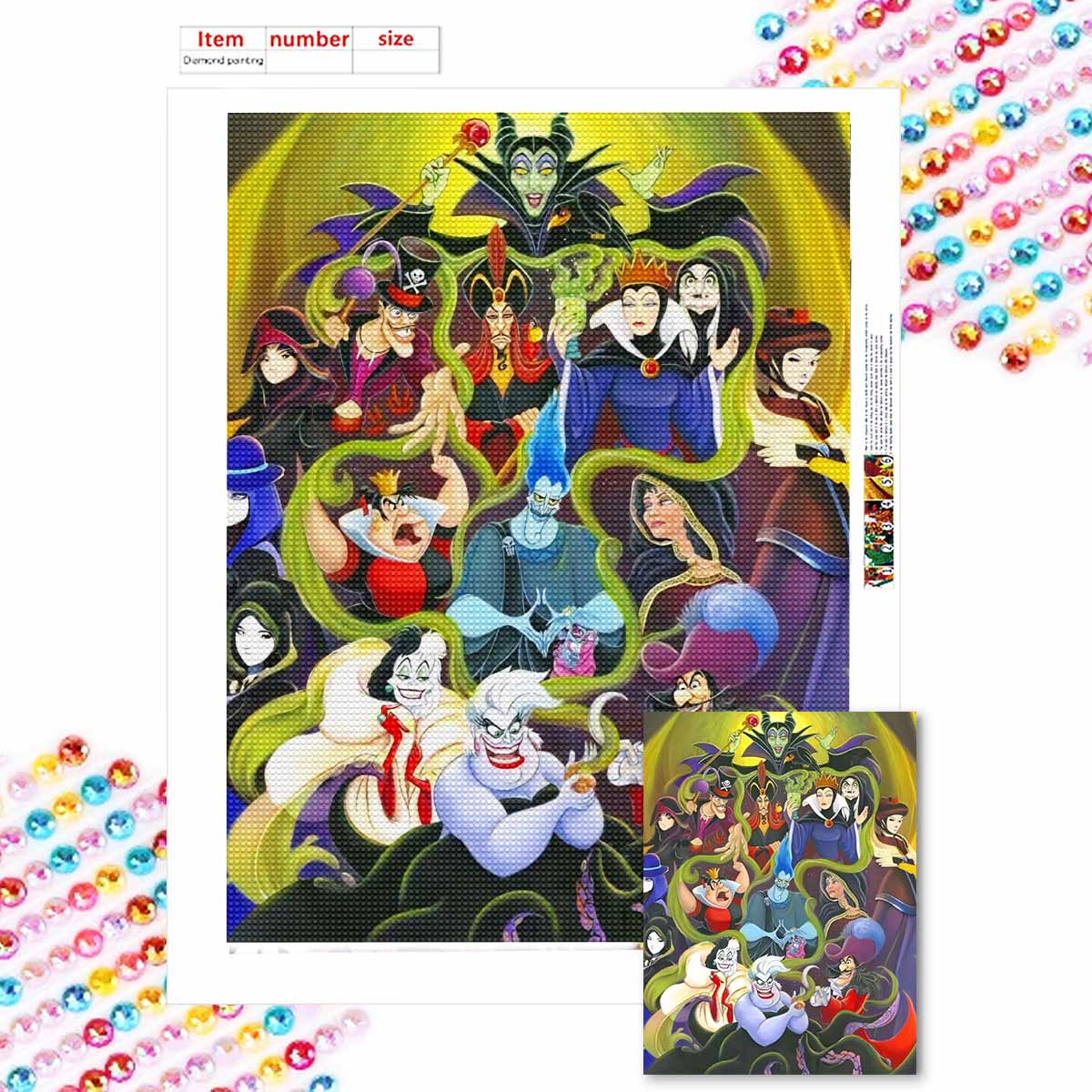 

DIY Diamond Painting A Grand Collection of Villains Cross Stitch Kit Mosaic Art Diamond Painting Full Circle Diamond Home Decoration Round 20x30cm