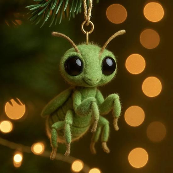 Insect Christmas Ornament 2D Acrylic Spider/Bee/Ladybug/Caterpillar Christmas Tree Ornament for Nature Lovers