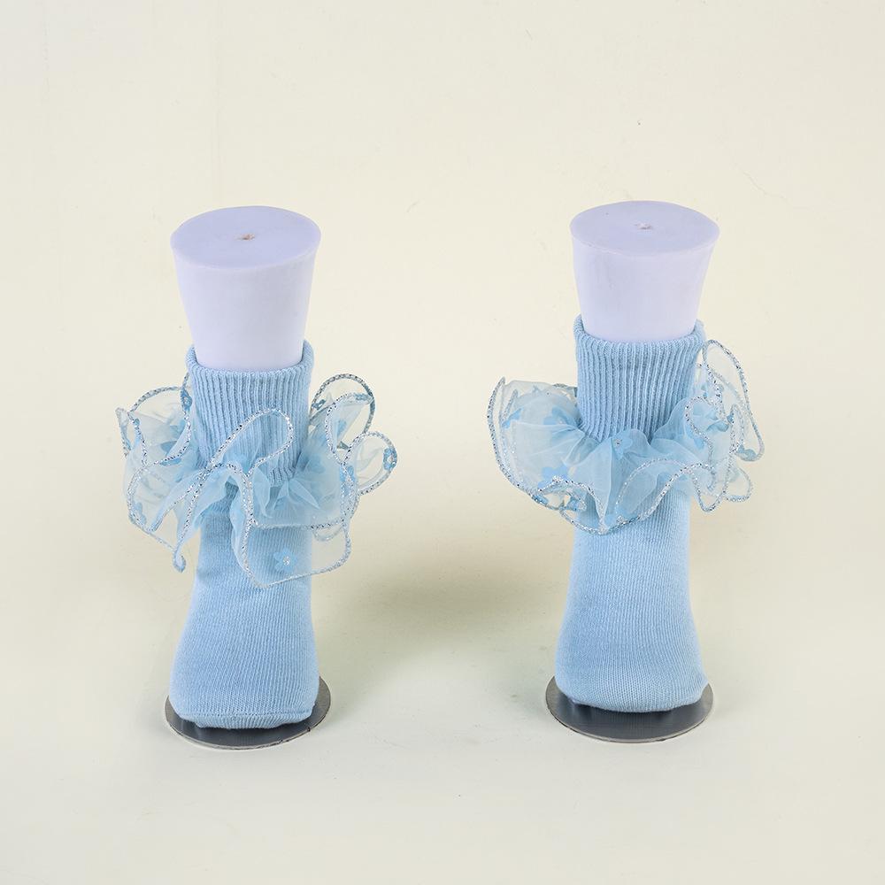Girls Lace Ruffle Mid-Calf Socks - Spring/Autumn Collection M (4-6 years) синий