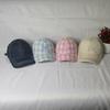 Plaid curved brim cap children's three-dimensional embroidery bow bright line design soft top big head sunshade baseball cap women