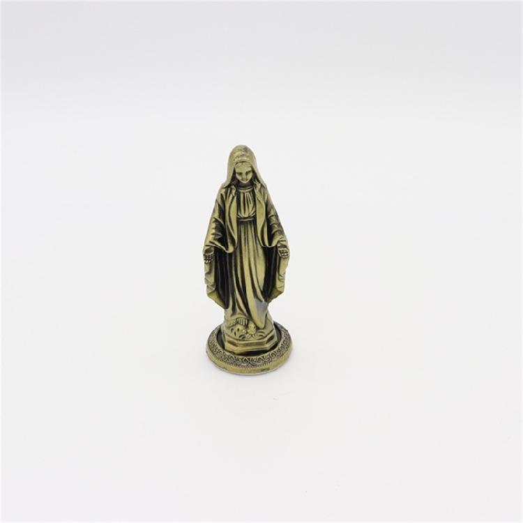 Vintage Designs Standing Maria Figurine Antique Metal Religous Figure Sculpture Miniature Ornament Spiritual Decoration