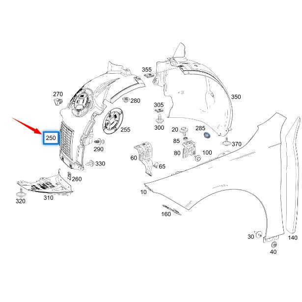 Mercedes-Benz CLA W118 Front Wheel Inner Liner (1186908100, 1186908200)