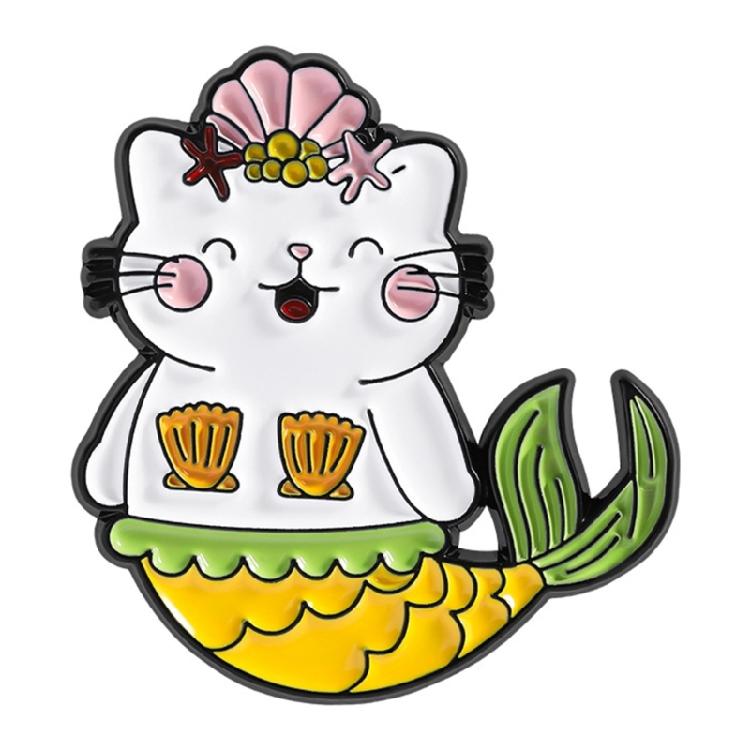 Charm Mermaids Cats Alloy Brooch Fashionable Lapel Accessory For Kids Friend Parties Casual Outfits