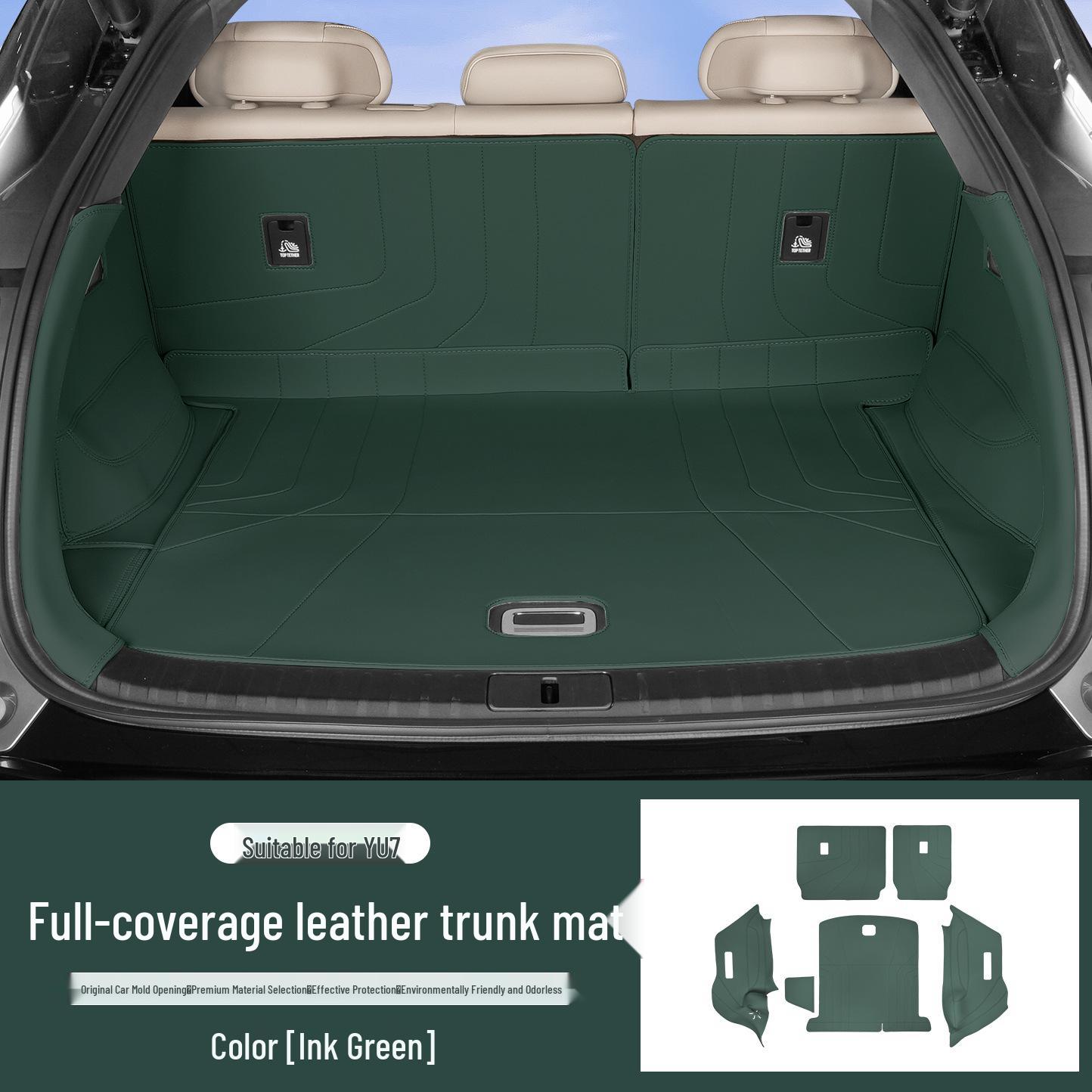 YU7 Trunk Mat: Leather, Anti-dirty, Wear-resistant, Full Coverage Tail Box Mat Accessories. YU7 Trunk Mat