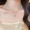 Leichter Luxus süße Schleife Perlenkette exquisit Nische Mädchen Hohes Gefühl Schlüsselbein Kette Mode Vielseitig Kette Damen