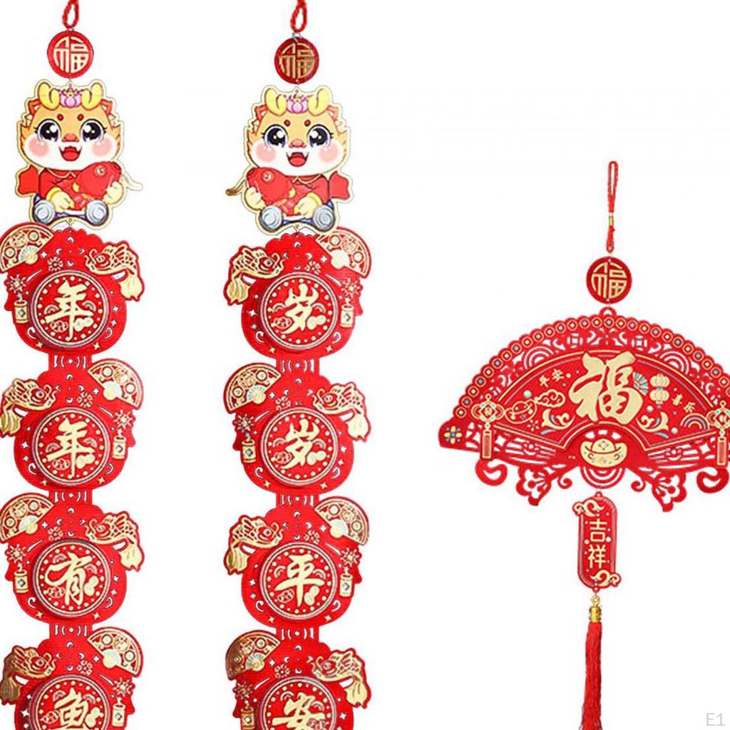 Chinese Dragon Lunar Year Couplets Hanging Ornament Traditional Fu Character for Festival