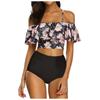 Zweiteiliges Badeanzug-Oberteil für Damen mit Rüschen und hoch tailliertem Bikini-Set