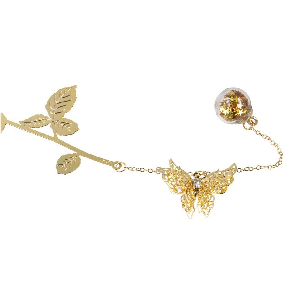 1 Set Golden Metal Bookmark With Gift Box Golden Rose Bookmarks Christmas Gift   Book Page Holder