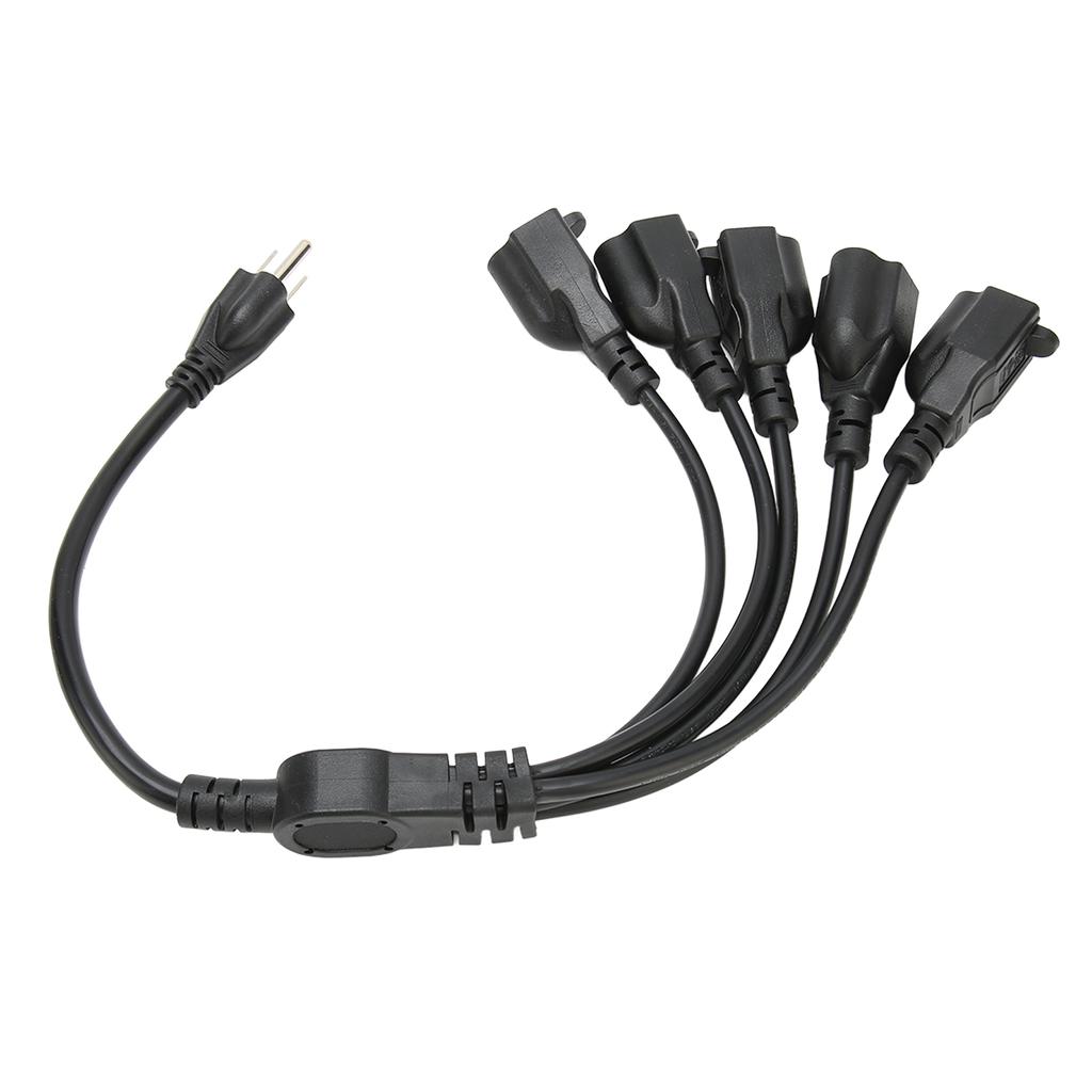 3 Prong 1 to 5 Outlet Power Cord Heavy Duty 16AWG 18AWG 5 Way Power Cord Splitter for Computer LED Stage Light