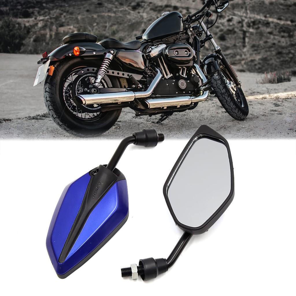 Uxcell Motorcycle Rear View Mirrors Pair Blue Black Adjustable Polygon Rear Side View Mirrors Applicable To Motorcycles and Scooters