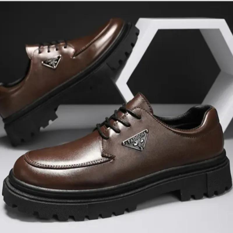 

Men s Leather Shoes Platform Office Thick Sole Male Casual Shoe Round Toe Lace Up Adults Luxury Sale In Promotion 2024 Trend Pu 44