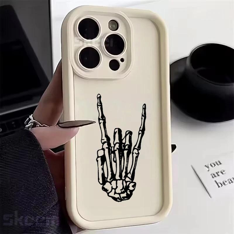 

New Terror Black Skull Soft Silicone Phone Case For iPhone 16 15 14 13 12 11 Pro Max X XS XR 7 8 Plus Shockproof Bumper Cover iPhone XR