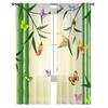 Bamboo Pattern With Butterflies Tulle Sheer Window Curtains For Living Room Bedroom Modern Chiffon Voile Curtains Fabric Drapes