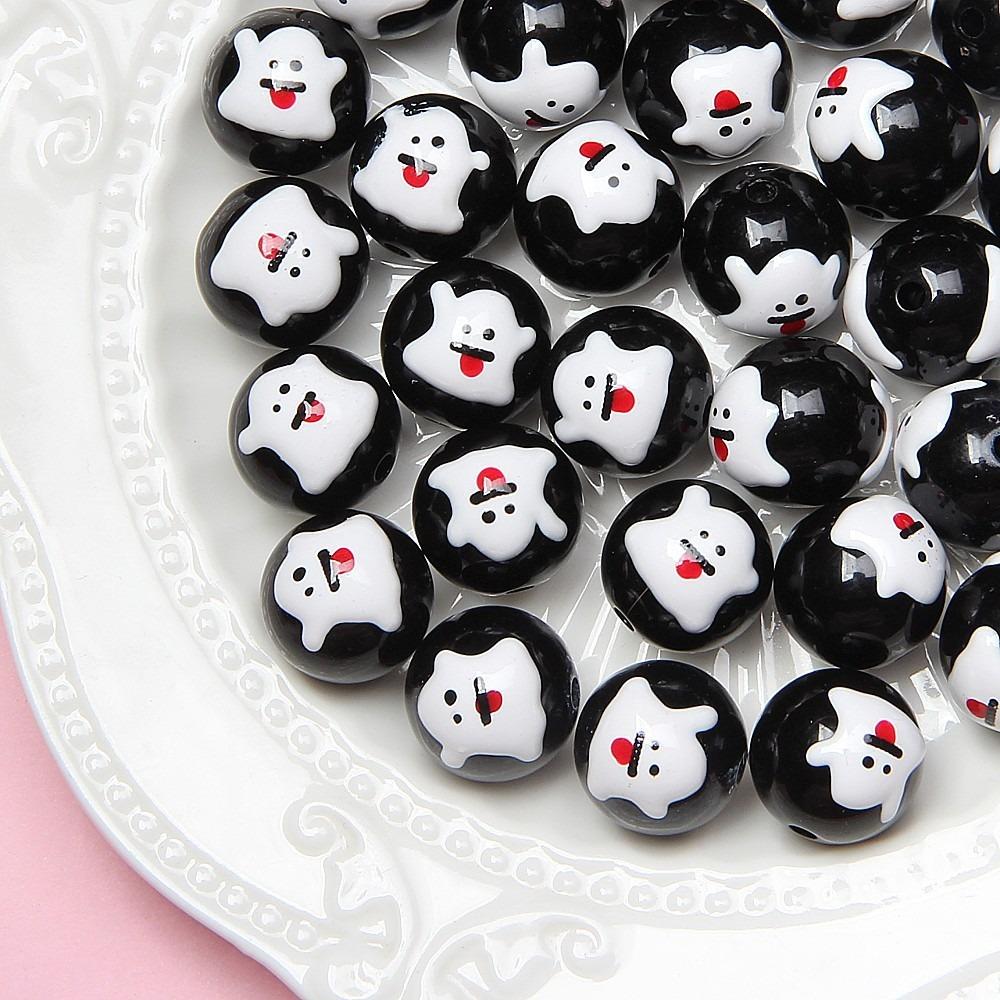 10 Stück Acryl Halloween DIY Schmuckperlen Cartoon Handgezeichnete Acrylperlen Schmuckherstellung