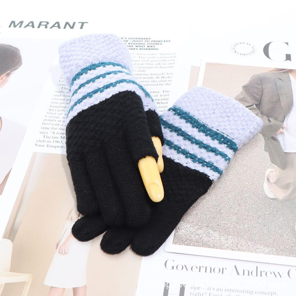Writing Women's Knitted Gloves Ladies Winter Accessories Show Two Fingers Korean Style Mittens