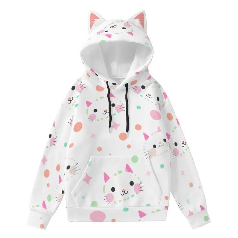 Unisex 3D Cat Ear Style Hoodie - Cute Pullover with Hood for Men and Women