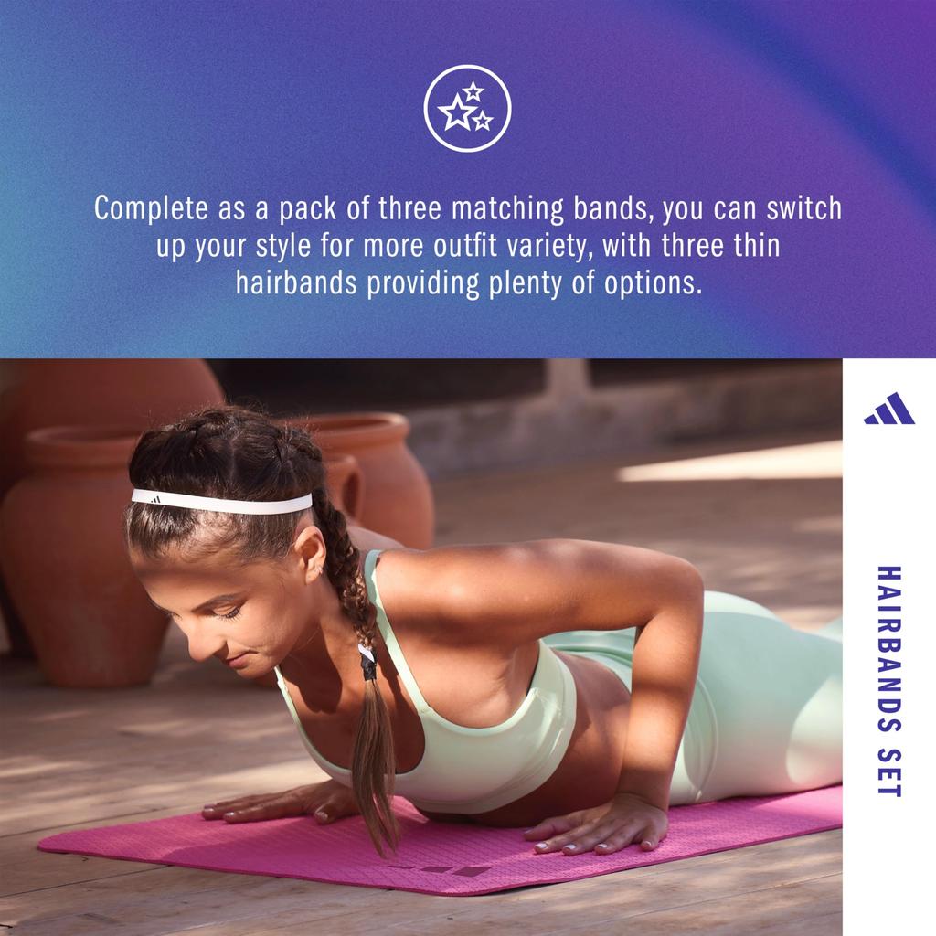 Sports One Size Fits Stretchable (Adidas) Headband, All, 3-Pack (Lucid Blue/Lucid Pink/White), Non-Slip, Material, ADAC-16199