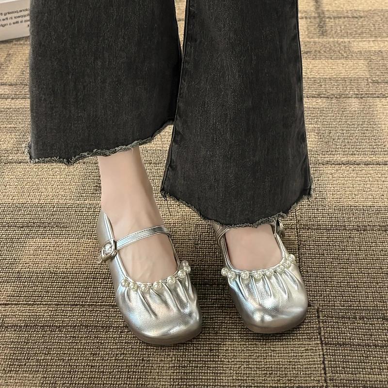 Mode Damen Schuhe Mode Schnalle Damen Ballerinas Herbst Runde Zehenpartie Flach Einfarbig Weiche Sohle Lässige Ballerinas Bequeme Büro Damen Schuhe
