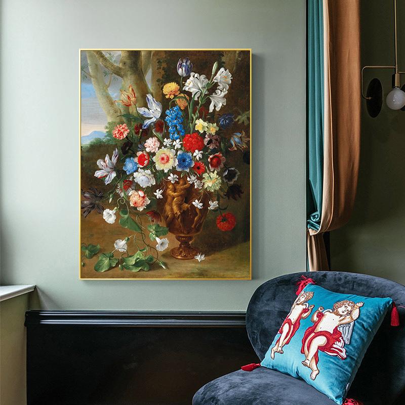 Europe Vintage Canvas Painting Wall Art Home Decor Still Life With Flowers In A Vase Nordic Poster And Prints Pictures Cuadros