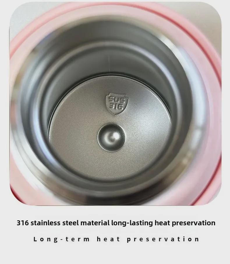 316 Stainless Steel Cartoon Thermos Cup with Straw & Temperature Display for Kids