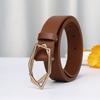 Personalized Trend Rhombus Plate Buckle First Layer Leather Belt Women'S Fashion Simple And Versatile Casual Smooth Buckle Belt Women'S