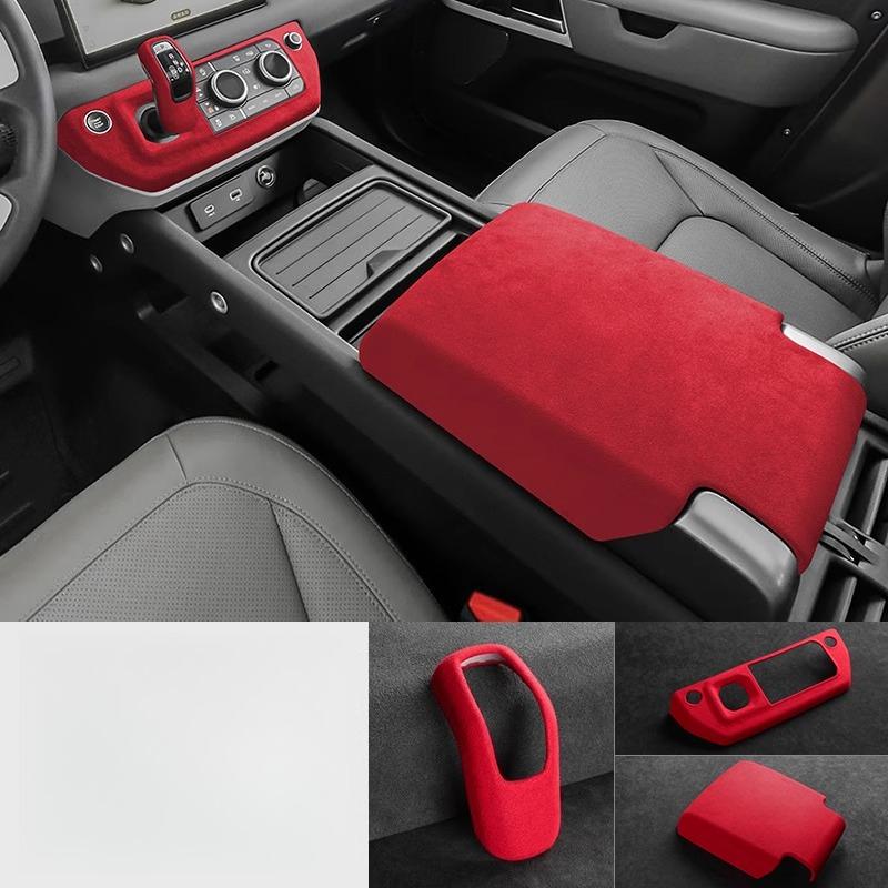 For Land Rover Defender 110, 90 version file handle cover, gear panel, armrest box cover, fur decoration modification 2022-2025