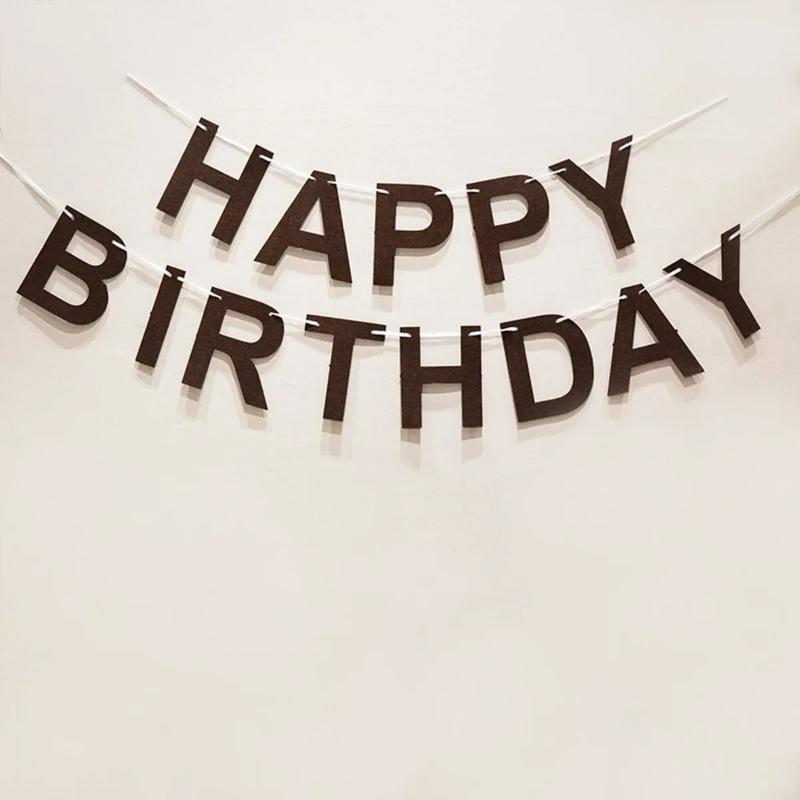 Filz-Geburtstagsbanner mit Kugel und Schnur, digitales „Happy Birthday“-Filzbanner, Partydeko für Kinder, Hängeflagge mit Blumenmuster, Babyparty-Zubehör