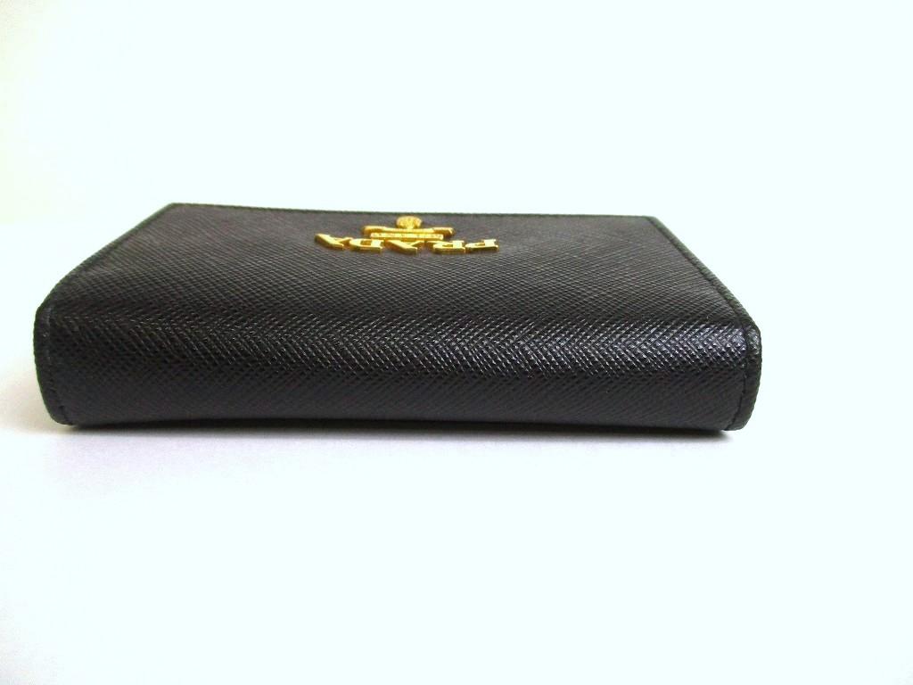 Authentisches PRADA Schwarzes Saffiano Leder Kartenetui Kartenhalter #b063 Geöffnete Schachtel