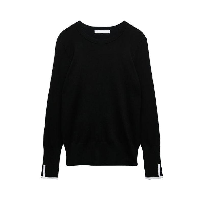 Fall and Winter New Arrival Women's Clothing Commute Leisure round Neck Basic Split Cuff Design Knitwear 0506107