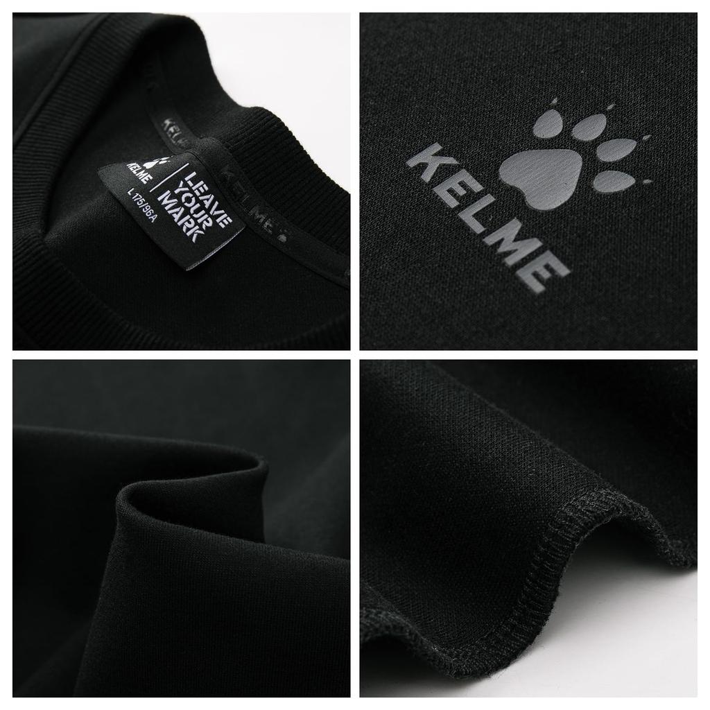 Kelme Men's Long Sleeve Crew Neck Sweatshirt with One-Point Logo (Black, L)