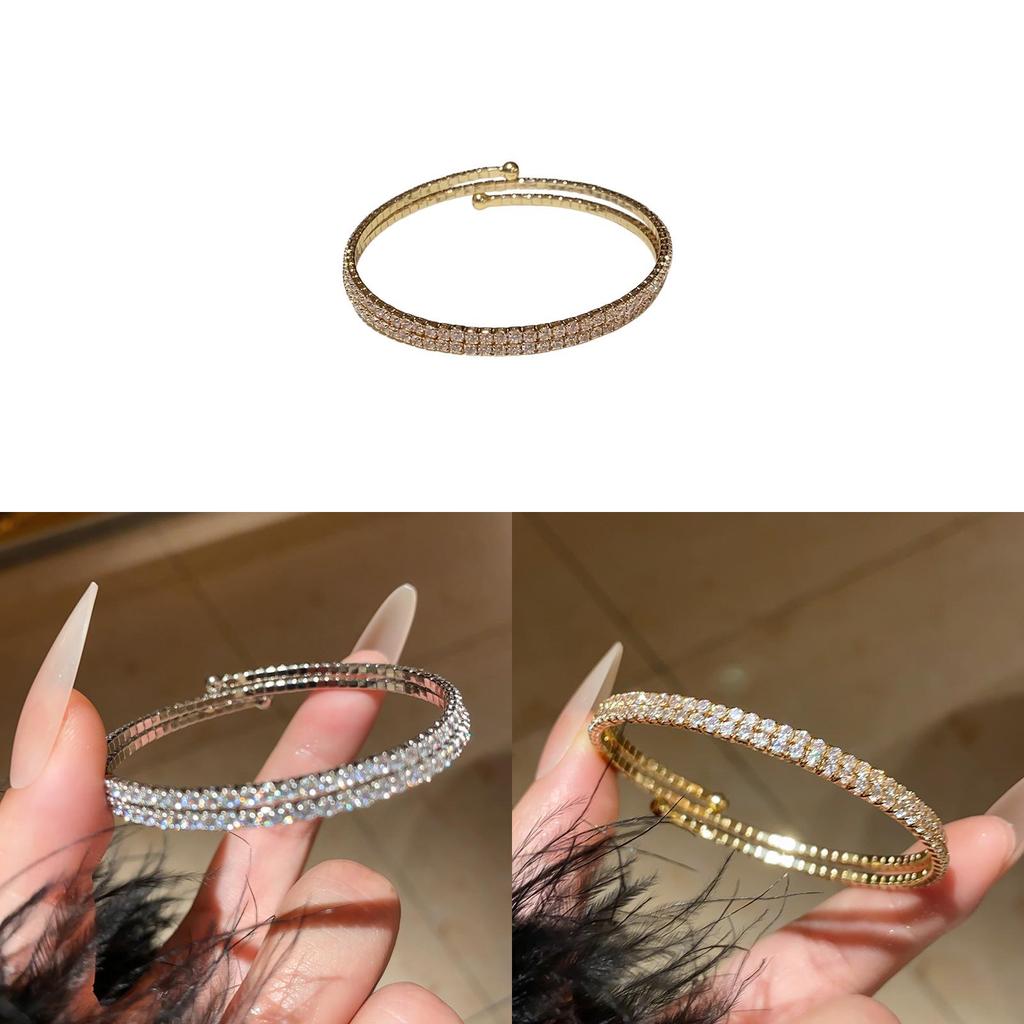 Geometric Zircon Circular Adjustable Bracelet With Cubic Zirconia For Fashionistas