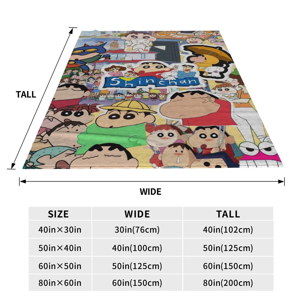 Niedliche Shin-chans Buntstifte Decke Qualität Superweich Tagesdecke Winter Junge Mädchen Schlafzimmer Ästhetische Tagesdecke