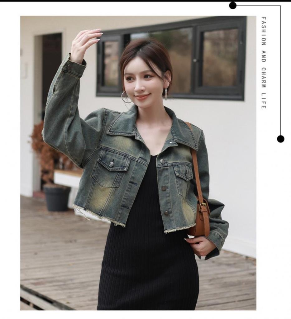 Versatile Women's Soft Frayed Denim Jacket - Retro Style in Three Shades