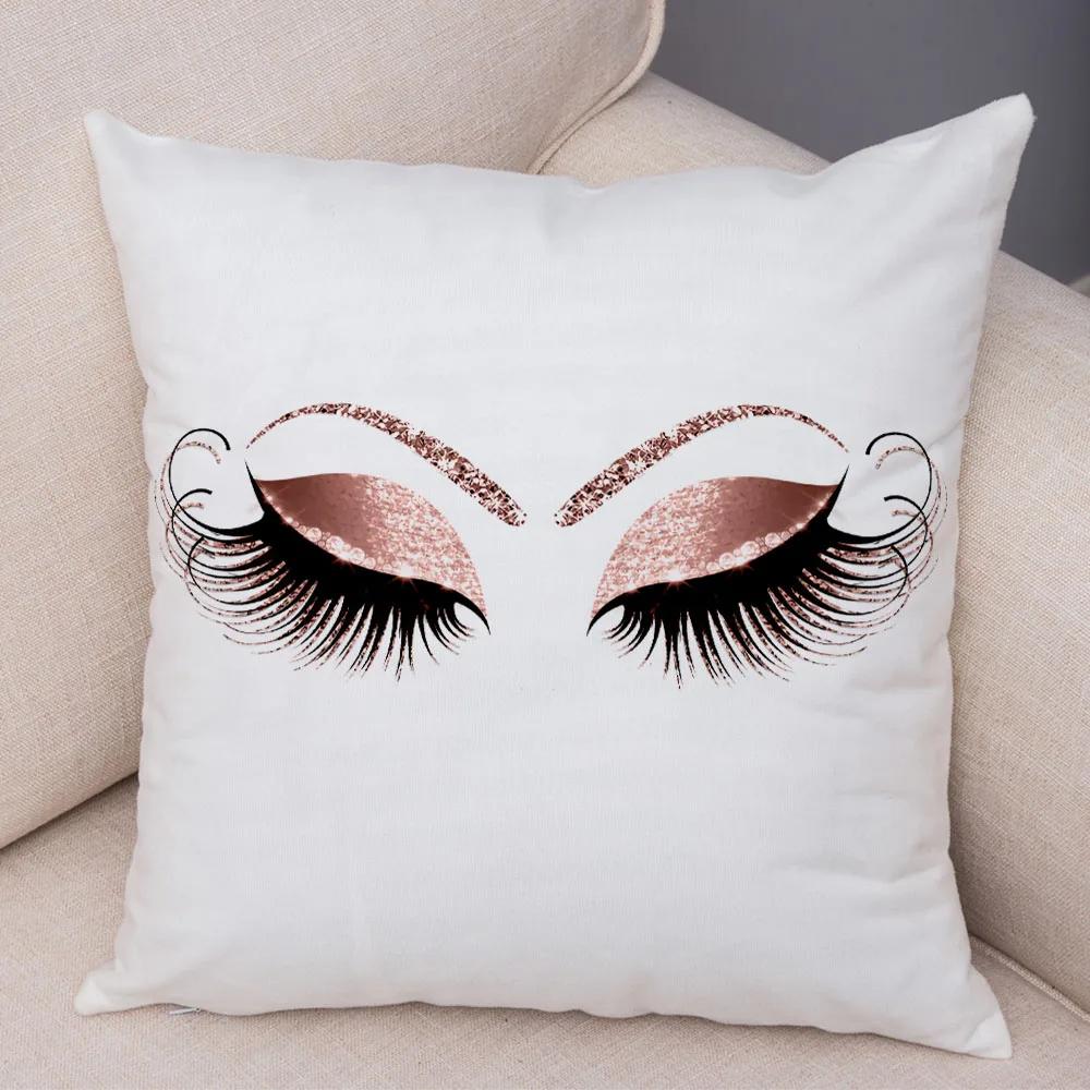 Home Decor Sexy Women Eyelash Pillow Cover Sofa Car Cartoon Eyes Print Cushion Cover Pillow Cover Funda De Almohada