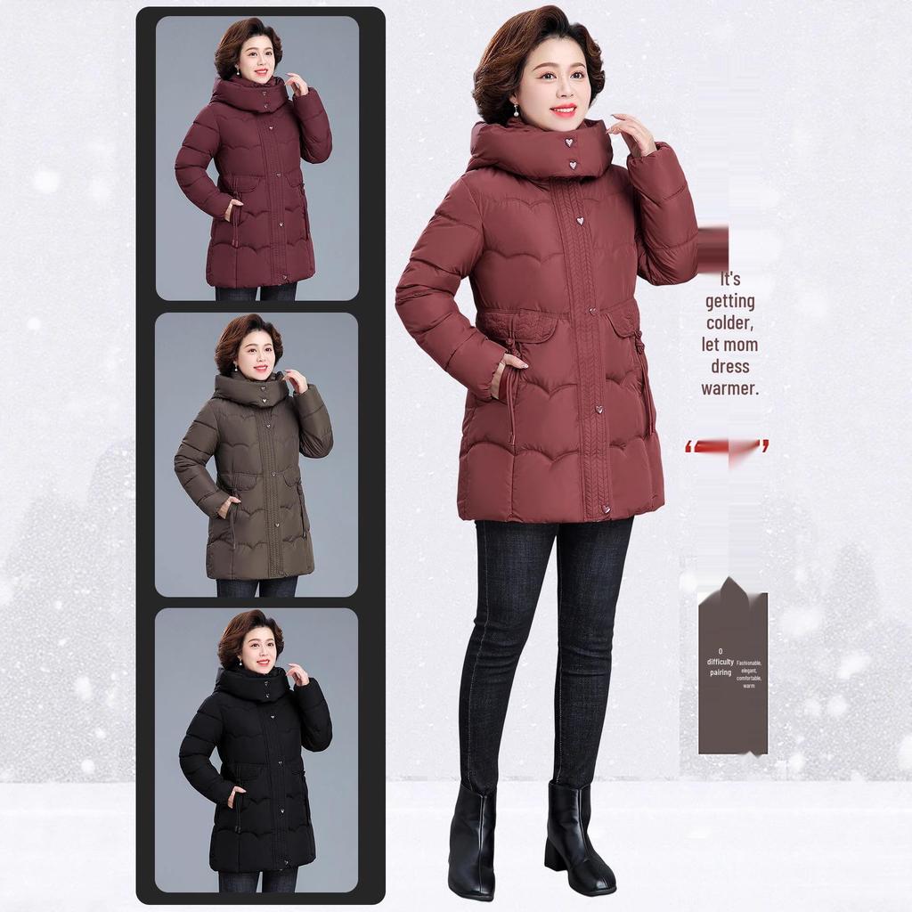 2025 Mid-Length Cotton Padded Jacket: Warm Winter Coat for Middle-Aged & Elderly Women